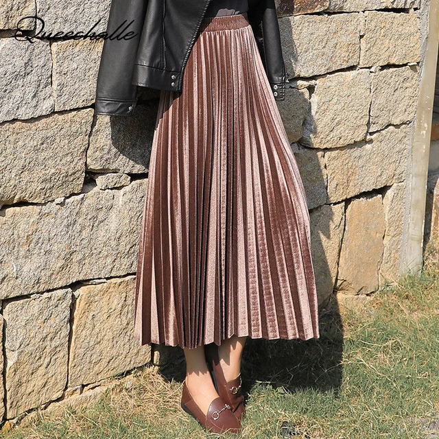 US $11.88 3XL Plus Size Velvet Skirt Women Vintage Autumn Winter High Waisted Elegant Maxi Skirts Female Skin