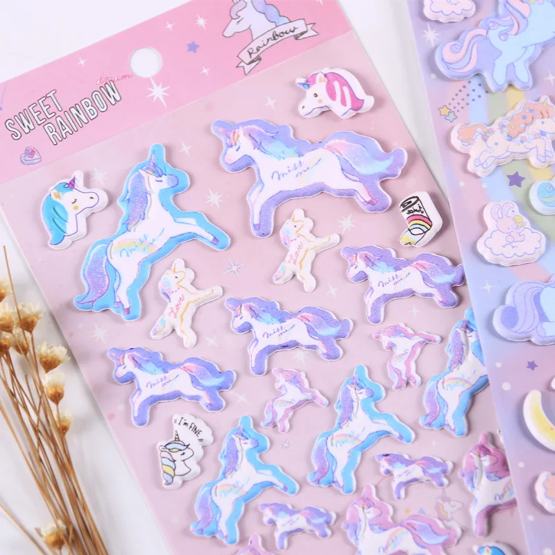 1 компл./лот Kawaii канцелярские наклейки s Единорог пена Наклейка декоративная Мобильная Наклейка s Скрапбукинг DIY ремесло стикер