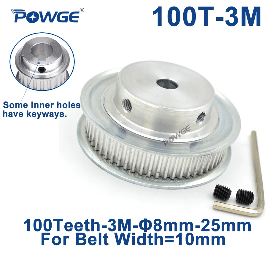 POWGE Зубчатый пояс 100 зубы 3 м Синхронный шкив Диаметр: 8/10/12/14/16/19 мм/20 мм/22 мм для Ширина 10 мм HTD3M Ремень ГРМ 100 зубов 100 T