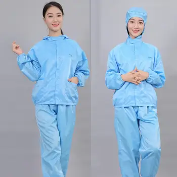 

Women Men Anti-Static Hooded Coat Long Pants Safety Clothing Professional Protective Suit Set Antistatic Workwear Dust