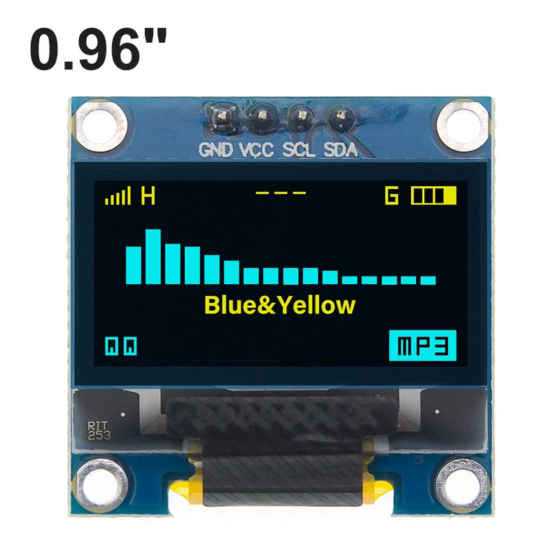 4pin 0,9" белый/синий/желтый синий 0,96 дюймов OLED 128X64 OLED дисплей модуль 0,96" IIC IEC связь для arduino - Цвет: Yellow  blue