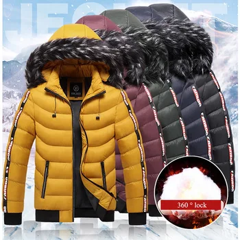

Men 2020 Winter Hooded Fur Collar Parka Fashion Brand men's Warm Thicken Windproof Hat Parkas Jacket New Casual Hoodied Outwear