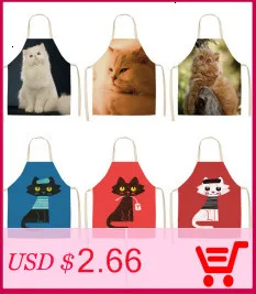 1PC Cotton Kitchen Aprons Linen Printed Sleeveless Pinafore Brief Geometric Women Home Cooking Baking Waist Bib 53*65cm WQL0150