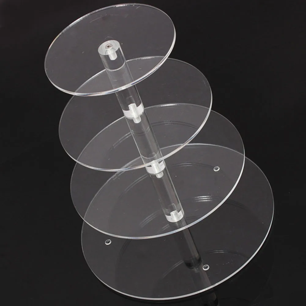 

Acrylic Cake Stands Display 3/4 Tiers Crystal Acrylic Cake Stand Round Cupcake Wedding Birthday Party Cup Tower Holder Shelf