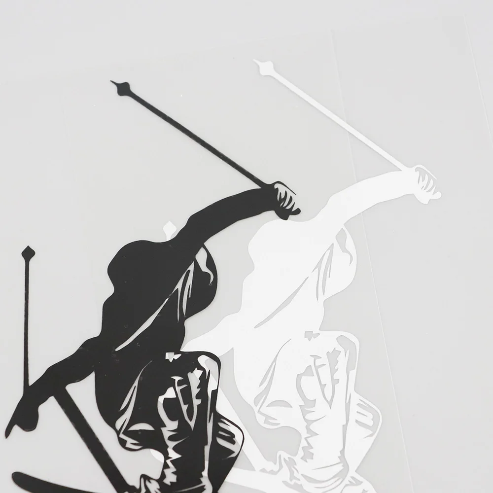 YJZT 8.8CMX17.2CM  Skier Mural Winter Games Skiing Decal Vinyl Car Sticker Black/Silver 8A-0634