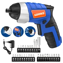 Chave de fenda elétrica sorako rechargable 3.6v sem fio chave de fenda 1300mah em linha reta e estilo pistola com 36 acessórios