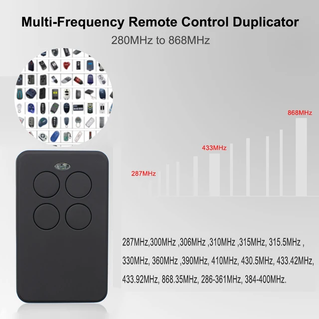 Garage Control Door Remote Control 287MHz 433.92MHz 868MHz Fixed Rolling Code Gate Command Transmitter 280-900MHz Door Opener 4