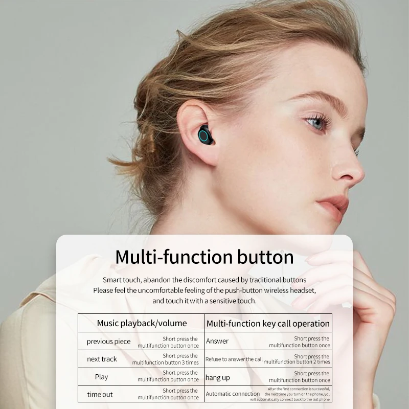 HBQ Touch Bluetooth V5.0 наушники портативные TWS беспроводные мини наушники 3D стерео гарнитура 3500 мАч как внешний аккумулятор с светодиодный дисплеем