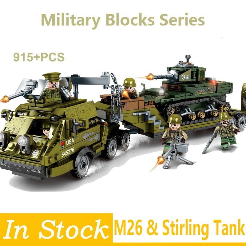 

WW2 Military Blocks Tank Truck Army figures Set troops Building Blocks Bricks Model Toys Christmas Gift For Children World War 2