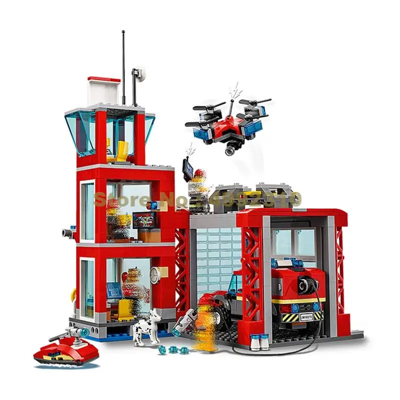 

11215 533pcs city fire station off-road vehicle scouting drone building block 60215 Bricks Toy