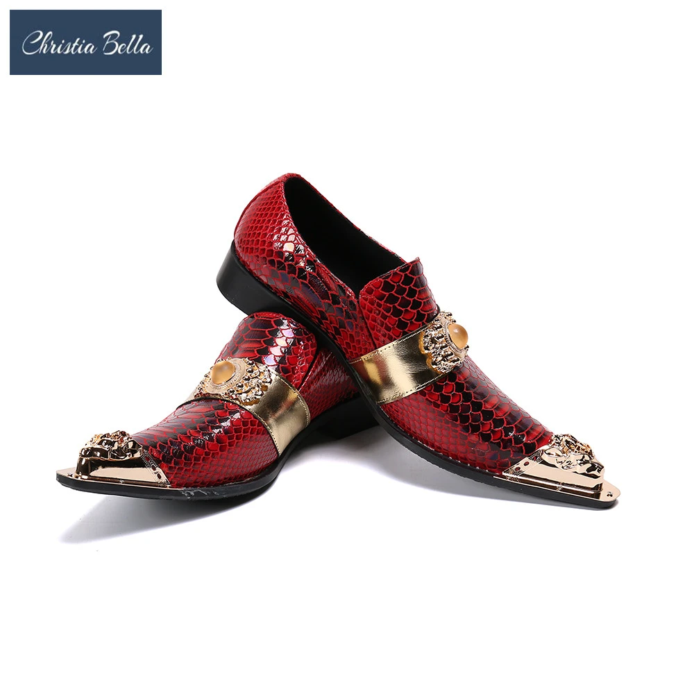 conducir apetito Distracción Zapatos de vestir de cuero para hombre, calzado de trabajo con puntera  metálica bordada, a la moda, rojo, para boda, de lujo, de verano|Zapatos  formales| - AliExpress