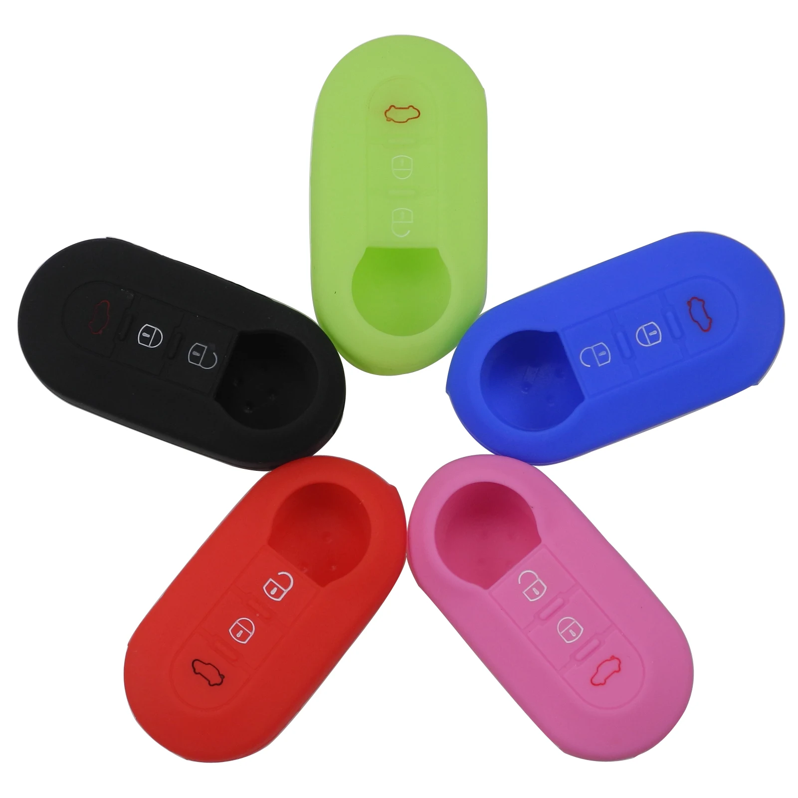 10pcs Silicone Car Key Cover CASE Fit for FIAT 500 Flip Folding Remote KEY holder for car 3 button