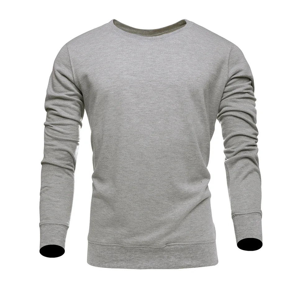 Light Grey ZOGAA осенний мужской вязаный свитер, Мужской приталенный пуловер с круглым вырезом, мужской Однотонный свитер с длинным рукавом, мужской свитер, топы, мужская одежда - Цвет: Light Grey