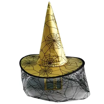 

Funny Halloween Hat Children Adult Prom Party Pointed Hat Spider Web Veil Witch hat With A Web Spider tricy toys gift for child