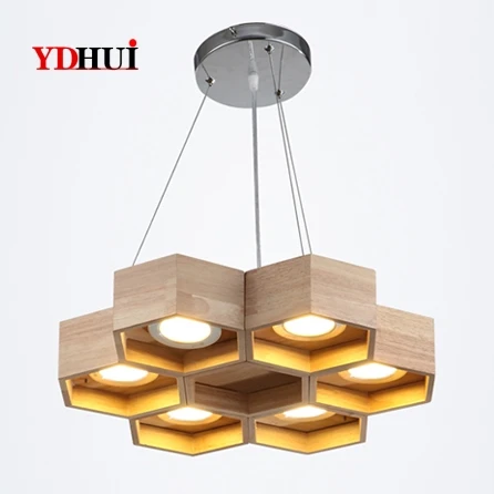 

Honeycomb creative personality chandelier led living room chandelier Japanese honeycomb solid wood living room dining room chand