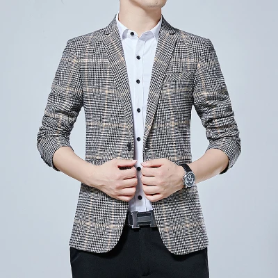2019 Spring Autumn Luxury Plaid Men Blazers New Fashion Brand High Quality Slim Fit Suit Chinese Jacket 2019 Spring Autumn Luxury Plaid Men Blazers New Fashion Brand High Quality Slim Fit Suit Chinese Jacket