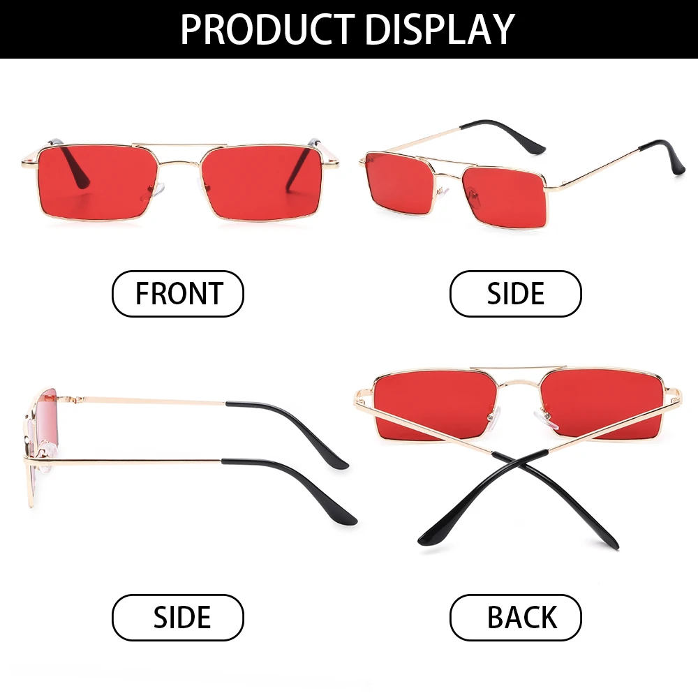 2021 Fashion Rectangle Rimless Sunglasses Square Vintage Glasses Luxury Design Unisex Retro Frame Gradient Glasses UV400 Eyewear big sunglasses