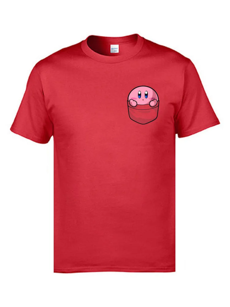 Red One yona Pocket розовый Kawaii Кирби футболка для студентов высокое качество одежда рубашки хлопок ткань Забавный мультфильм печати Футболка - Цвет: Red