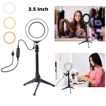 

Ring Light 3.5 Inch With Tripod Stand USB 3 Modes LED Ring Video Photography Tripod Selfie Camera Phone drop shipping