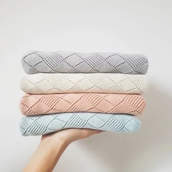 

Baby Blanket Knitted Kids Month Blankets Newborn Swaddle Infant Wrap Bath Towel Girl Boy Stroller Cover Accessory Inbakeren