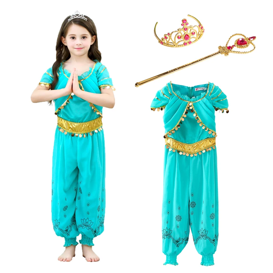 Детский костюм Аладдина комплект одежды на Хэллоуин топ и штаны для девочек