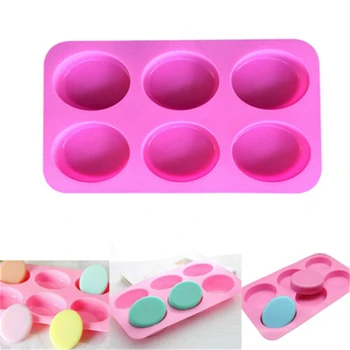 

Round Shape For Handmade Soap Making 6 Cavity Silicone DIY Forms Multifunction Cake Candy Baking Tool Mould Fun Gifts 2019 New