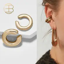 2 teile/satz Stilvolle Gold Farbe Kleine und Große clip ohrringe ohne piercing frauen Alle Spiel Runde Ohr Manschette Clip ohrring