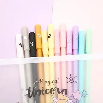 

12pcs Creative Gel Pen Cartoon Cute Constellation Candy Color Stationary for School Kawaii Novelty Ink Pens for Office 0.5mm