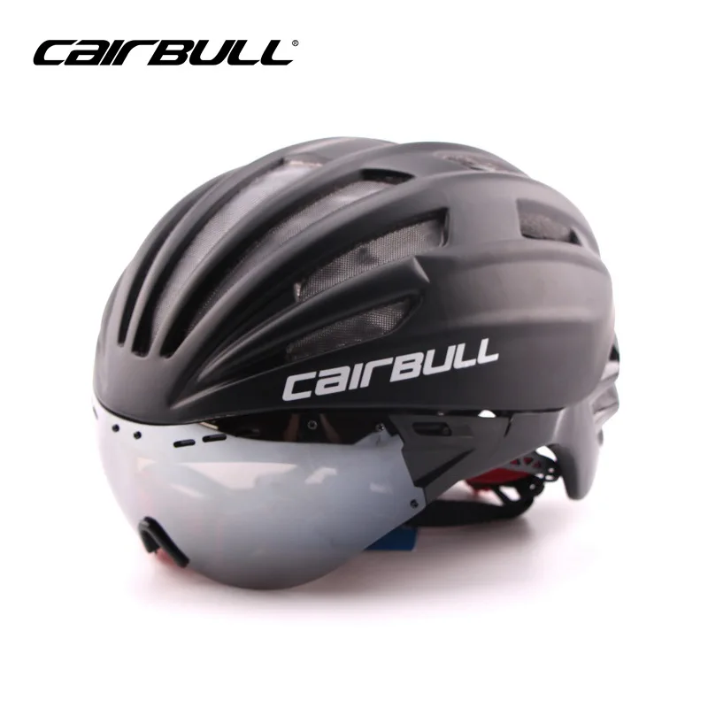CAIRBULL велосипедный шлем с ветрозащитными линзами, шлем для горного велосипеда, цельнолитые дорожные MTB очки, велосипедный шлем Casco Ciclismo - Цвет: Black