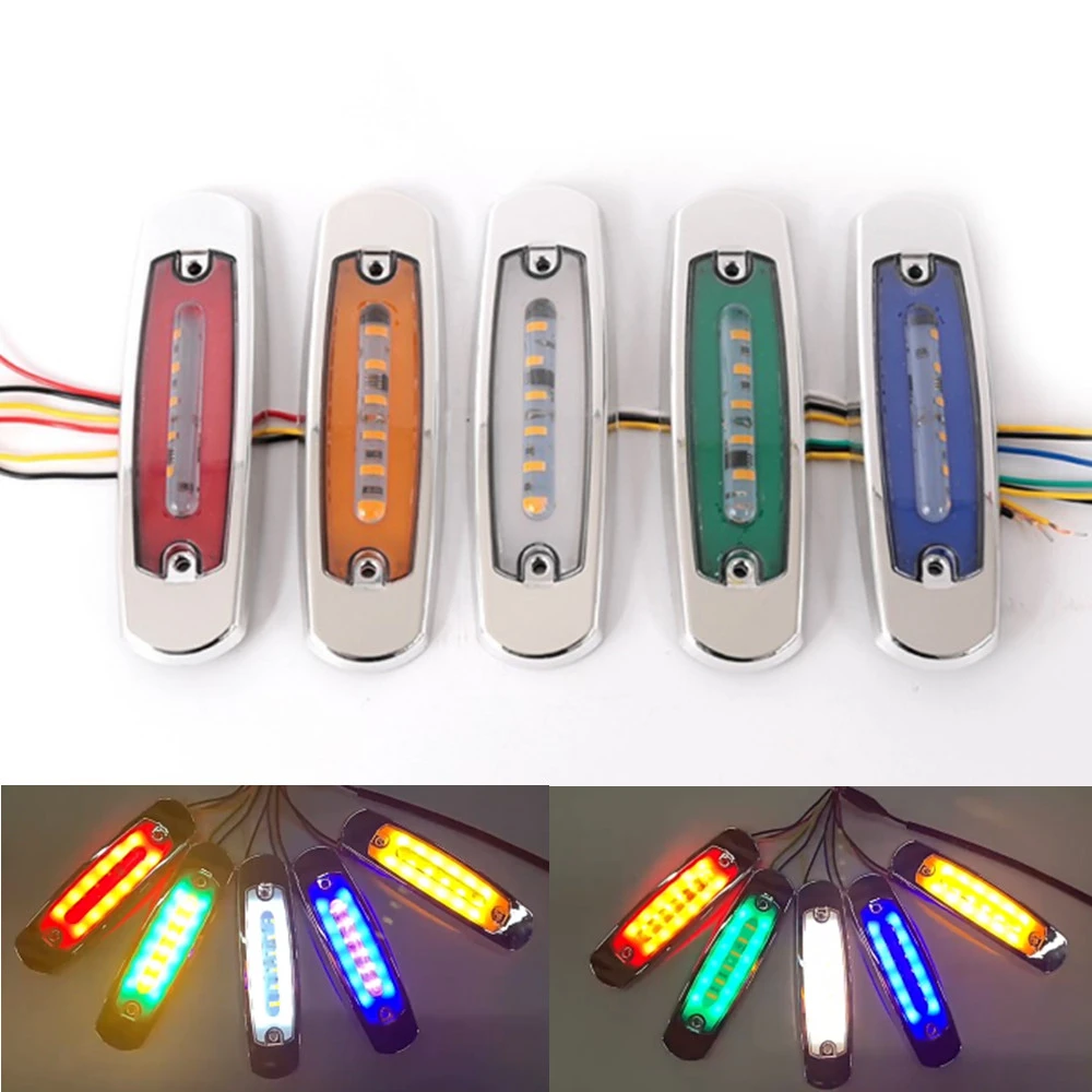 10Pcs LED Marker Lights Chrome Truck Sequential Flashlight 24V Trailer