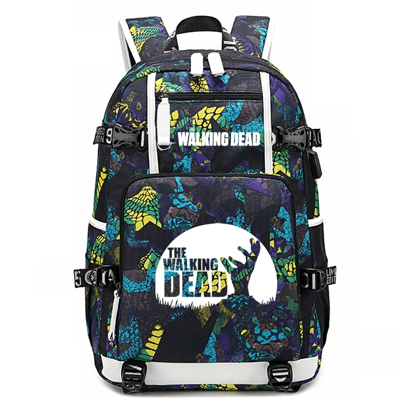 Walking Dead Printing Casual Zipper 18 Inch Student Schoolbag Men/Women Large Capacity Bags Teenager's Outdoor Travel Backpacks - Цвет: 803-ff-1122-3(4)