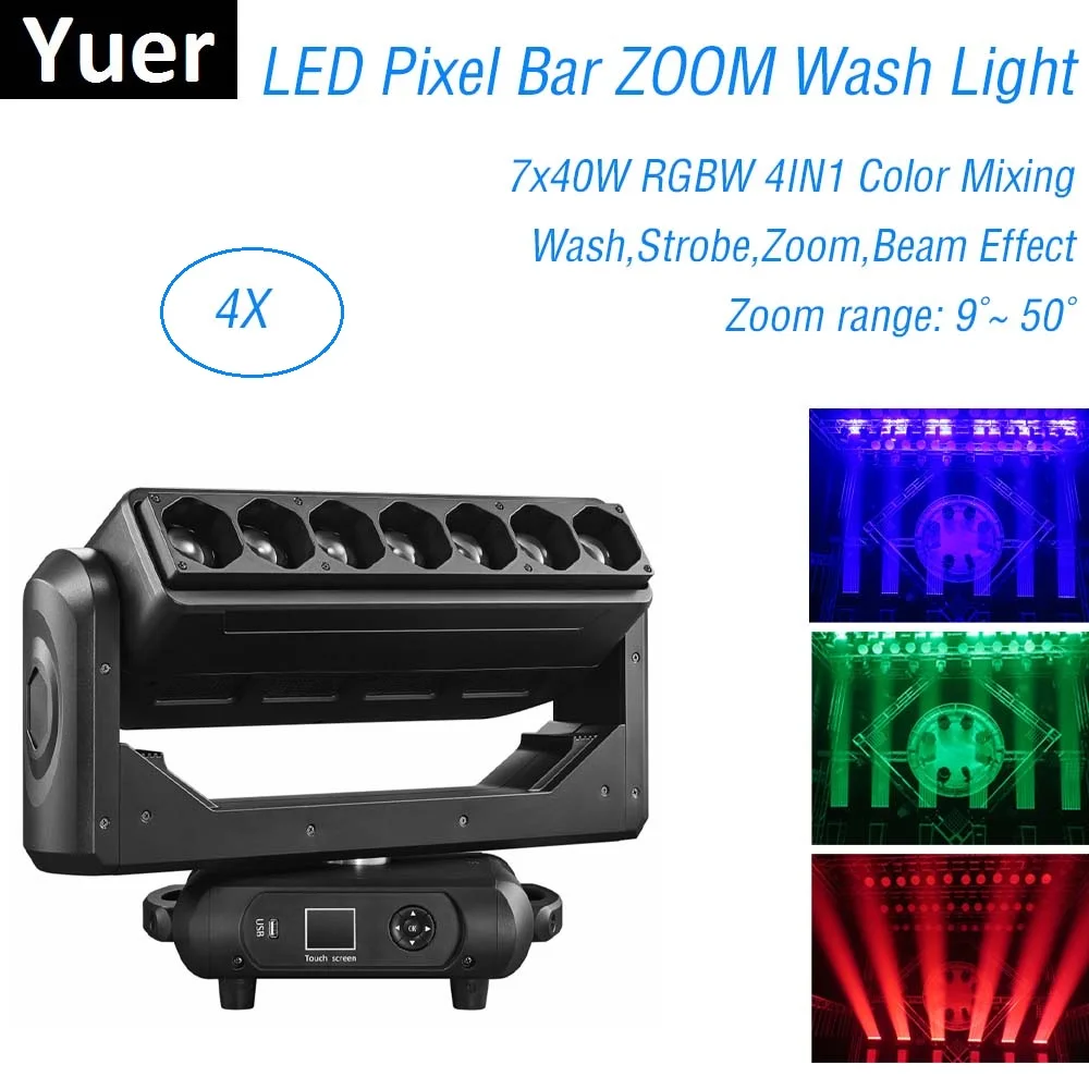 New Moving Head LED 7X40W Infinite Rotation Moving Pixel Bar Zoom Beam Wash Light Dj Equipment For Professional Light Stage Show