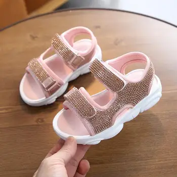 

2020 children's Sandals High quality Kids Shoes Baby Boy Girl Rhinestone Summer Beach sport Soft leather Sandals Shoes Sneakers