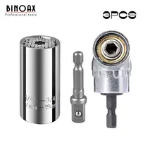 BINOAX-Adaptador de taladro eléctrico Universal, llave de trinquete con agarre de enchufe de 7mm-19mm y controlador de 105 grados de ángulo recto, extensión de taladro eléctrico B