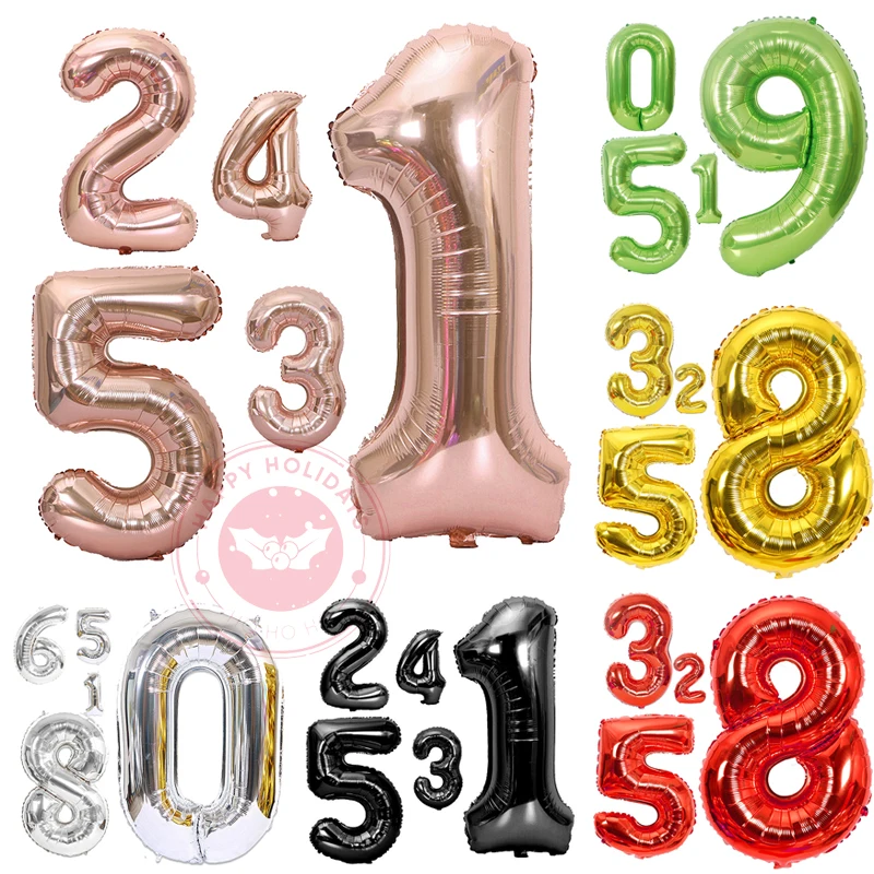 40" Rose Gold  Number Balloon Decoration Anniversary Birthday Wedding New Year Celebration Aluminum Foil Digital Helium Balloons