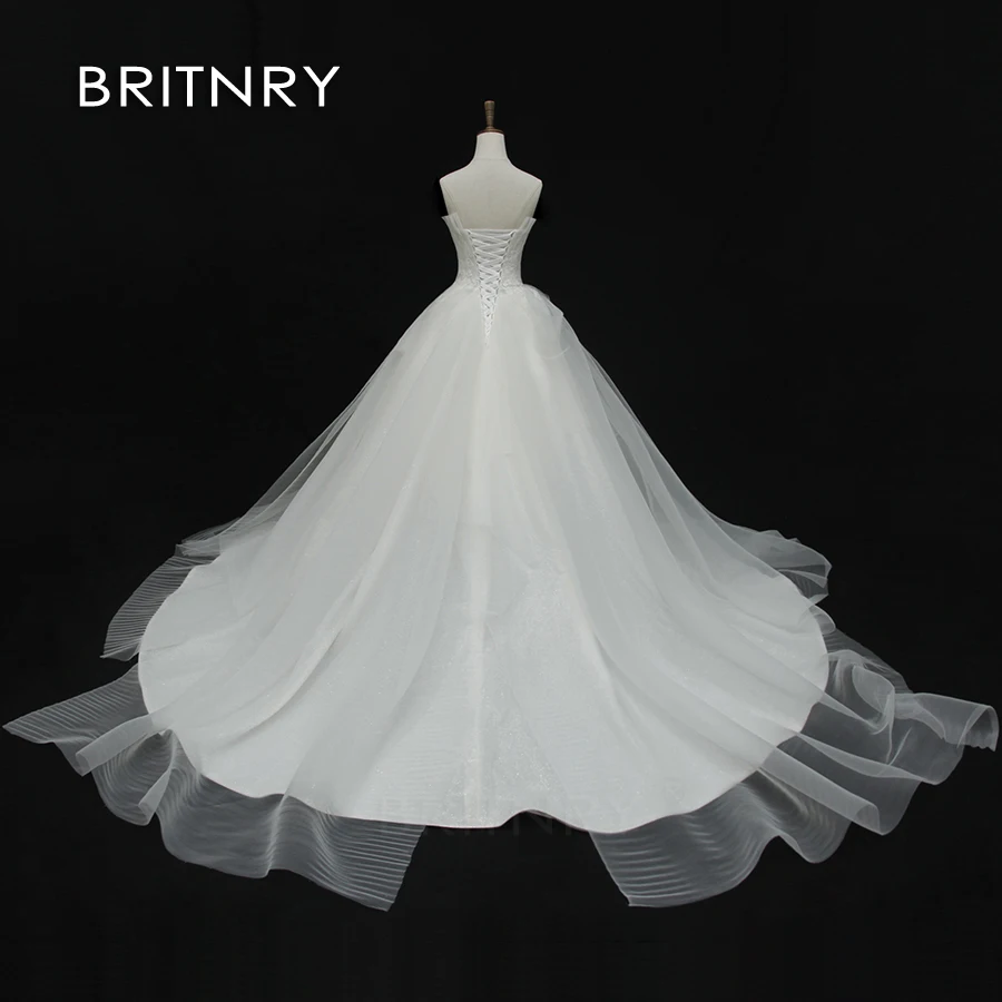 BRITNRY настоящая фотография простой кружевной аппликацией без бретелек off White модные, пикантные свадебные платья невест Большие размеры vestido de noiva