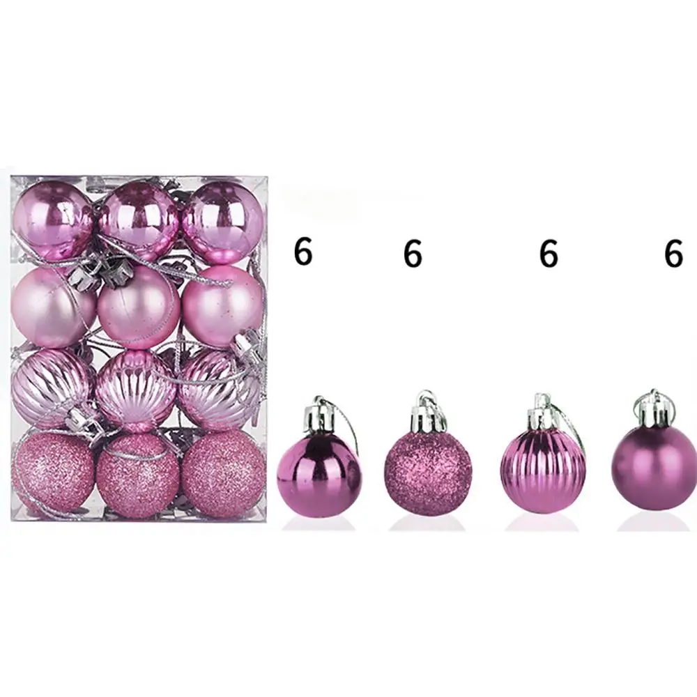 24pcs/lot 30mm Christmas Tree Decor Ball Bauble Xmas Party Hanging Ball Ornament decorations for Home Christmas decorations A40 - Цвет: Pink