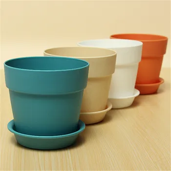 

1 Pc Resin Plastic Flowerpot With Tray Garden Plants Flower Pot