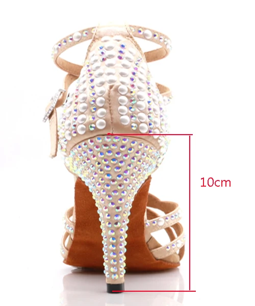 heel 10cm WUXIJIAOLatin танцевальная обувь для танго леди кожи цвета и rhinestoneswoman латинские танцевальные туфли латинские блестящие туфли - Цвет: heel 10cm