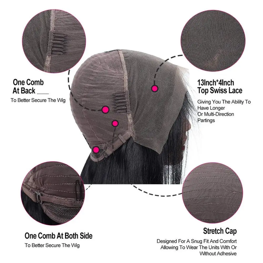 Liddy 13*4 Straight Short Bob Wigs Brazilian Lace Front Human Hair Wigs 100% Human Hair Wigs Natural Color Non-remy Wigs