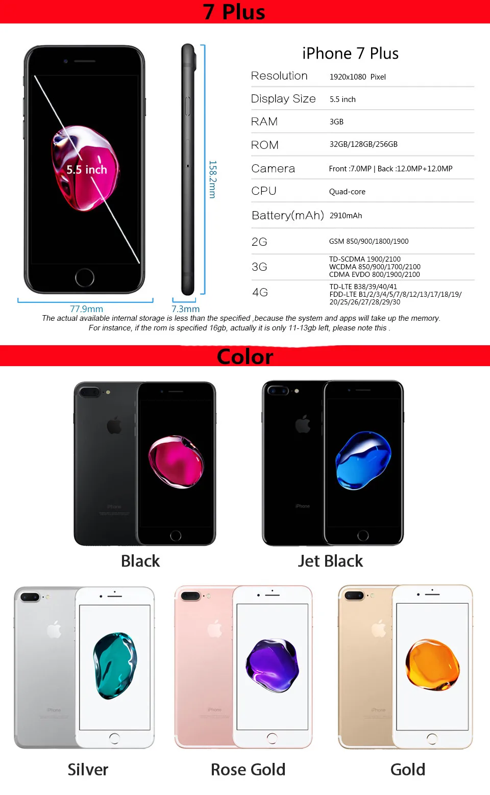 Original Apple Iphone 7 Plus 3gb Ram 32 128gb 256gb Rom Quad Core Ios Lte 12 0mp Camera Fingerprint Used Unlocked Mobile Phone Aliexpress