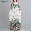 cotton satin plus size vintage floral women casual loose maxi long summer beach dress elegant clothes 2022 ladies dresses ► Photo 1/6