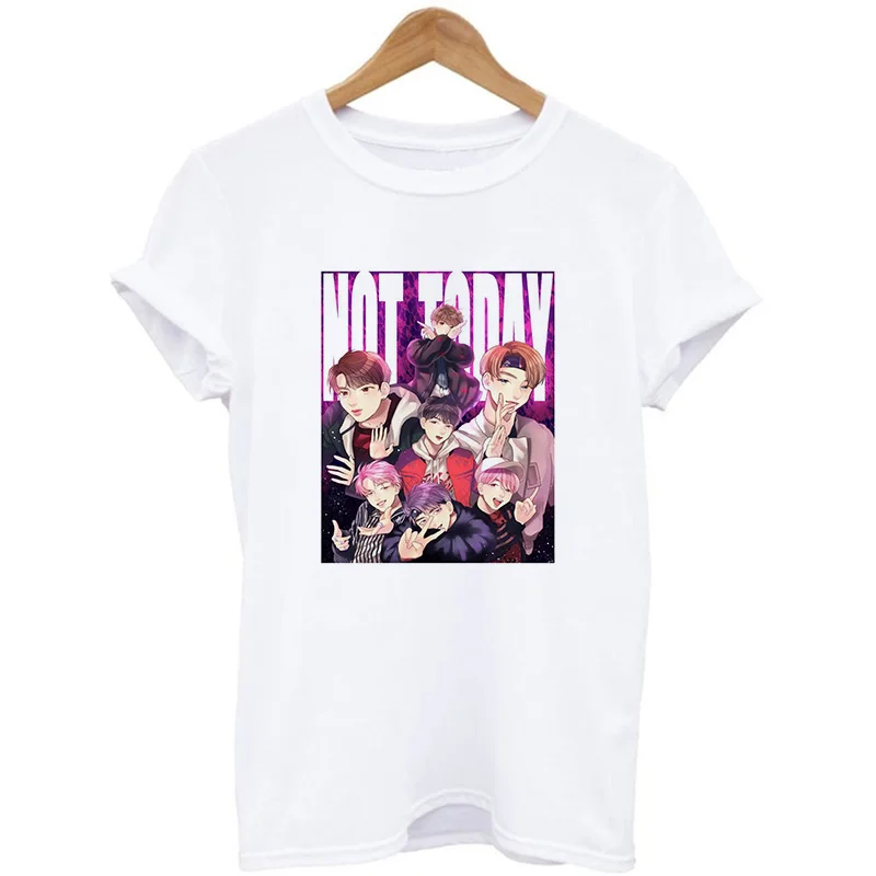 JIN SUGA J HOPE JIMIN V JUNGKOOK футболка Женская корейский стиль Bangtan мальчики мультфильм футболки с изображением женская футболка Ulzzang Harajuku