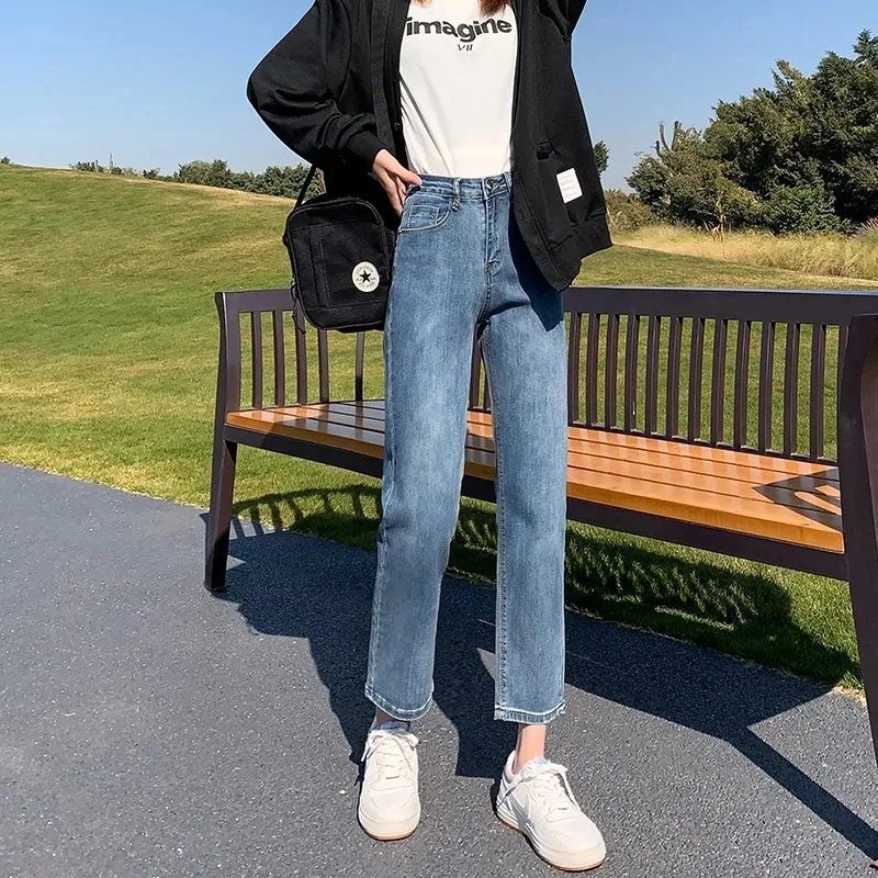 

Streetwear Casual Jeans For Women Spring Autumn New Loose Straight Pants High Waist Slim Plus Size Denim Trousers Female