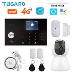 Système d'alarme domestique anti cambriolage, wi fi, Gsm/3G/4G, 433MHz, avec détecteur filaire sans fil, clavier tactile TFT, 11 langues, Compatible avec Alexa 