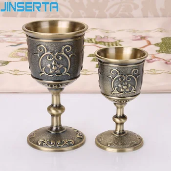 

JINSERTA Vintage Wine Glass Mini Tea Coffee Cup Luxury Retro European High Stand Household Wine Utensils Cup
