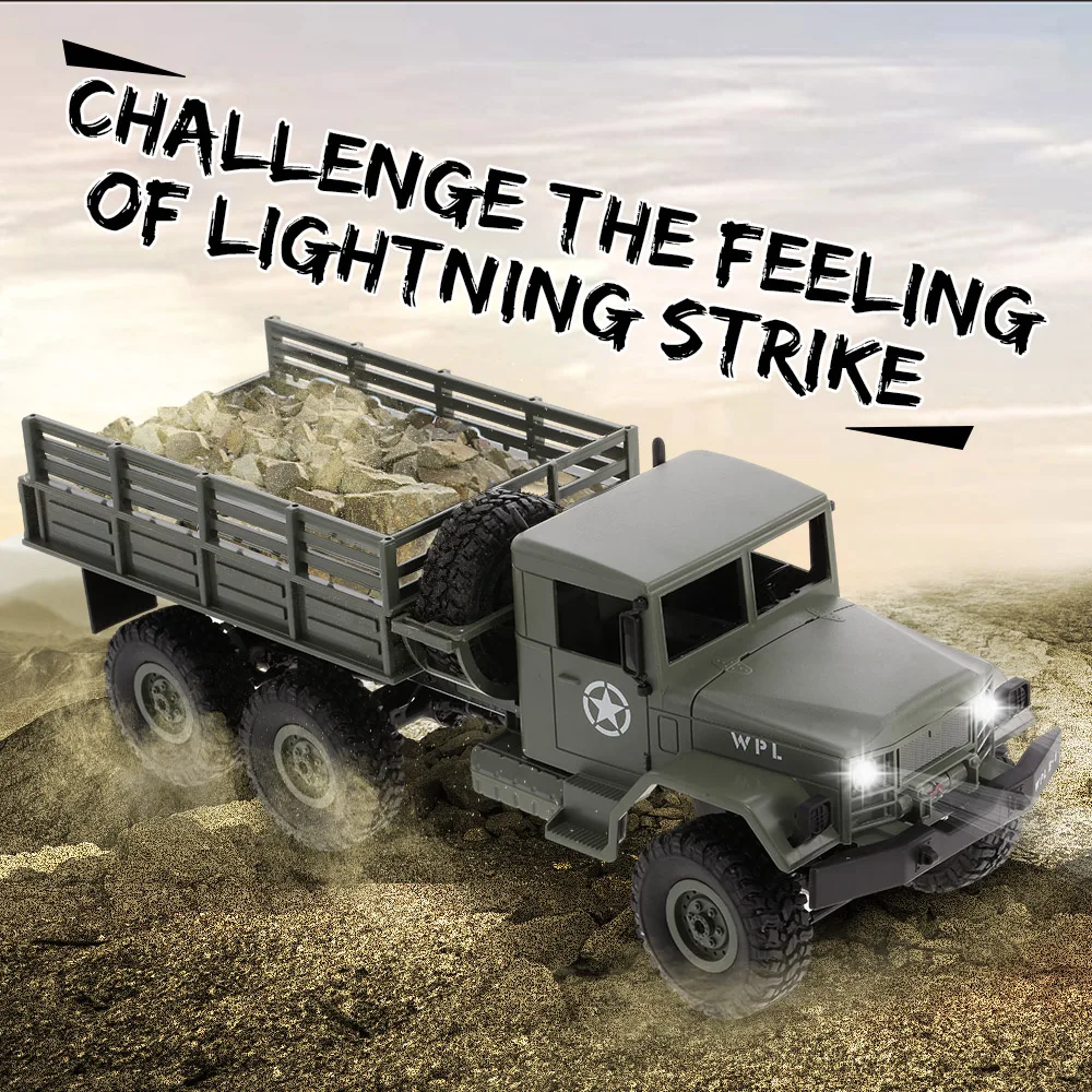 Новинка WPL 1/16 военный грузовик радиоуправляемая машина внедорожный гусеничный 6WD