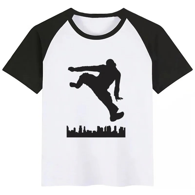 

Evolution of Parkour Born To Jump Summer Style Funny Cute Girl Tops Fashion Streetwear Harajuku Boy Tshirt Street Kid T Shirt