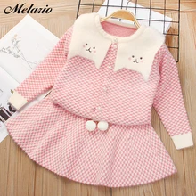 Melario/зимнее платье для девочек; модное вязаное платье-свитер принцессы с длинными рукавами для девочек; рождественские детские платья со звездами; платье для девочек