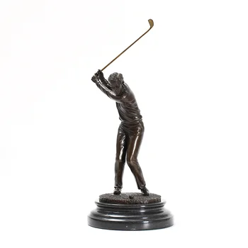 

Golf Man Statue Figurine Bronze Male Golfer Sculpture Western Modern Sport Art Home Decoration